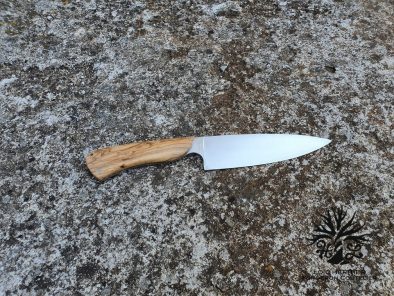 Couteau de chef en acier inox X46CR13 <br>Manche en bois d'Olivier de Provence – Image 5