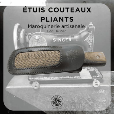 Étui en cuir pour Couteaux Pliants <br> couleur Noir et cuir marin gris <br> Collection "Elégance" – Image 9
