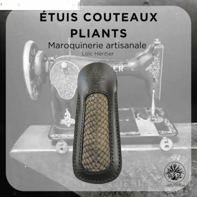 Étui en cuir pour Couteaux Pliants <br> couleur Noir et cuir marin gris <br> Collection "Elégance" – Image 10