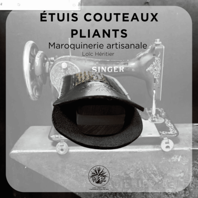 Étui en cuir pour Couteaux Pliants <br> couleur Noir et cuir marin bleu <br> Collection "Elégance" – Image 2
