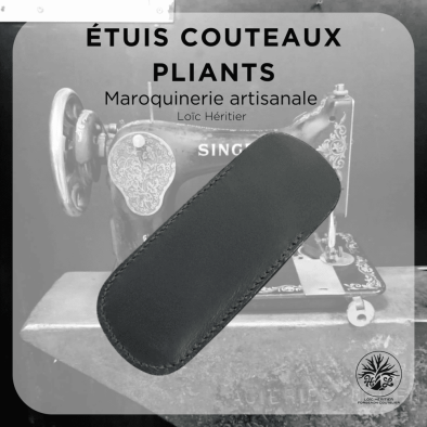 Étui en cuir pour Couteaux Pliants <br> couleur Noir et cuir marin bleu <br> Collection "Elégance" – Image 4