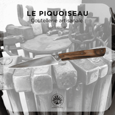 Couteau de table <Br> Couteau artisanal-Lame inoxydable <Br> Manche en Ronce de Noyer
